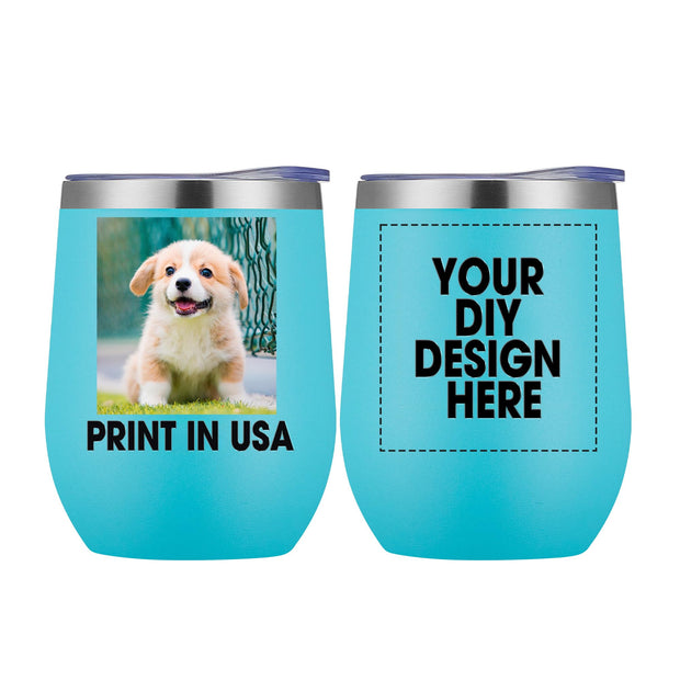 Personalized Custom Tumbler Print in USA 20oz Stainless Steel Coffee Cup with Lid & Straw Double Wall Insulated Tumbler with Colorful Text Logo Photo