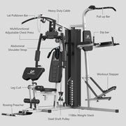 Multifunctional Home Gym Equipment Workout Station with Pulley System, Arm, and Leg Developer for Full Body Training