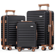 SHOWKOO Luggage Sets 3 Piece Hardside Expandable Suitcase with Double Spinner Wheels Tsa Lock Green (20in/24in/28in)