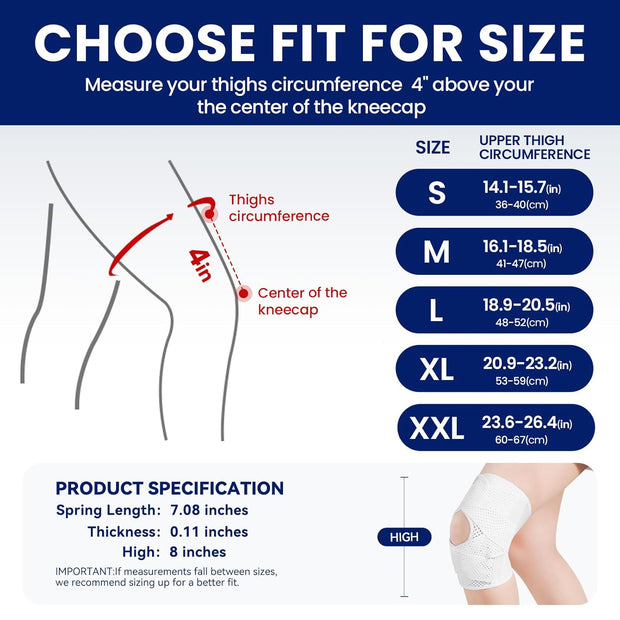 Knee Brace for Meniscus Tear, Knee Pain, Adjustable Breathable Knee Support with Side Stabilizers for Knee Pain Arthritis Recovery Joint Support, Women and Men