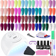 JODSONE 36 Pieces Gel Nail Polish Set U V Light Nail Drill Beginner Set Glossy Surface Easy To Apply Matte Texture All-In-One Manicure Kit