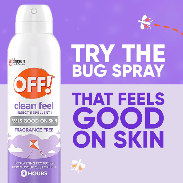 OFF! Clean Feel Insect Repellent Aerosol with 20% Picaridin, Bug Spray with Long Lasting Protection from Mosquitoes, Feels Good on Skin, 5 oz