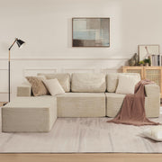 106" Cloud Sectional Couch, Left/Right Facing Convertible Sofa with Deep Seat, L-Shape Modular Upholstered Foam Couch for Living Room Bedroom, No Assembly Required (Corduroy Fabric, Beige)