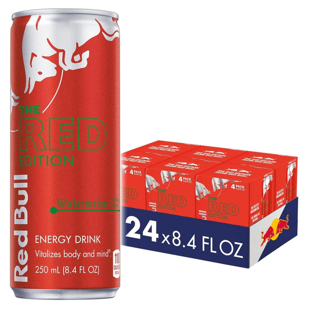 Red Bull Yellow Edition Energy Drink, Tropical, with 80mg Caffeine plus Taurine & B Vitamins, 8.4 Fl Oz, 6 Packs of 4 Cans (Pack of 24)