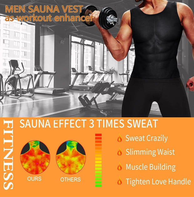 Sauna Sweat Vest Workout Tank Top Waist Trainer for Men Compression Workout Enhancing Vest