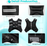 Weighted Vest for Woman Men, 6lb/8lb/12lb/16lb/20lb/30lb Weight Vest with Reflective Stripe, Weight Vests Adjustable for Walking, Weight Loss, Training, Running