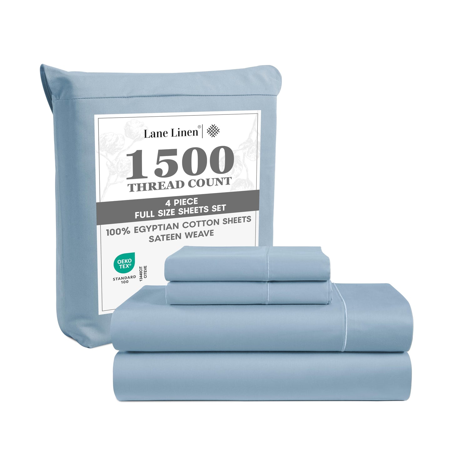 LANE LINEN 100% Egyptian Cotton White Sheets King Size - 1500 TC, 4 Pc - Luxury Sateen Weave Cotton King Size Sheets Set - 15" Extra Deep Pocket King Sheets Sets - White Bed Sheets