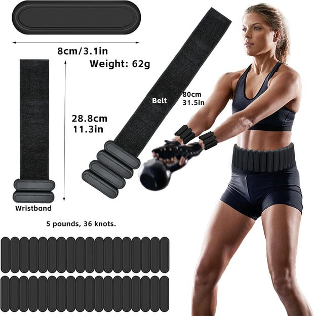 Silicone Adjustable Weighted Belt for Men & Women – DIY Weighted Walking & Exercise Belt with Removable Weights – Gym, Strength Training, Yoga, Hiking – Free Weight Adjustment for Wrist & Ankle