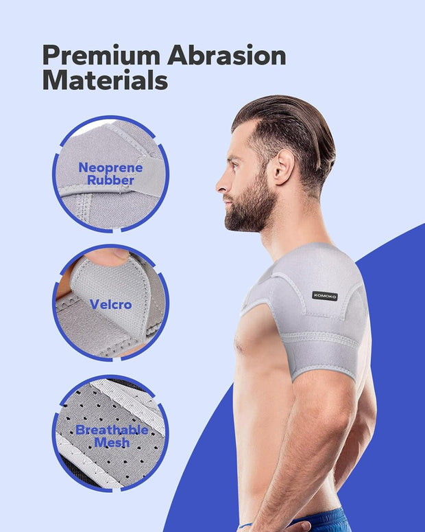 Komoko Shoulder Brace, Rotator Cuff Support Brace and Arm Sling for Pain Relief, Shoulder Compression Sleeve for Preventing Strains and Dislocation, Adjustable Fits Left and Right Arm, Men & Women