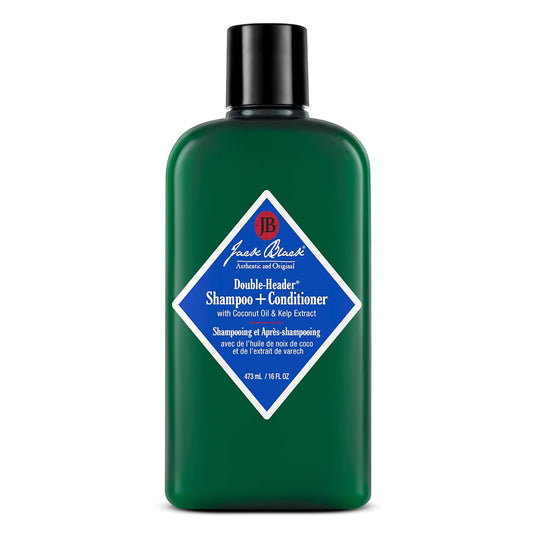 Jack Black - Double-Header Shampoo + Conditioner - PureScience Formula, Coconut Oil and Kelp Extract, Sulfate-Free, Removes Oil and Product Buildup, Lightly Conditions and Soothes, 16 Oz