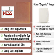 Ness Mens Soap Bar - Smoked OUD Scent - Natural Soap For Men - Mens Bar Soap With Organic Ingredients & Essential Oils - Moisturizing Bar Soap - Handmade In The USA, Cruelty Free, Vegan - 3 Pack