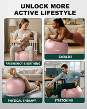 Trideer Exercise Yoga Ball Chair with Base for Home Office Desk, Stability & Fitness Ball Seat to Relieve Back Pain, Home Gym Workout for Abs, Pregnancy Ball with Pump