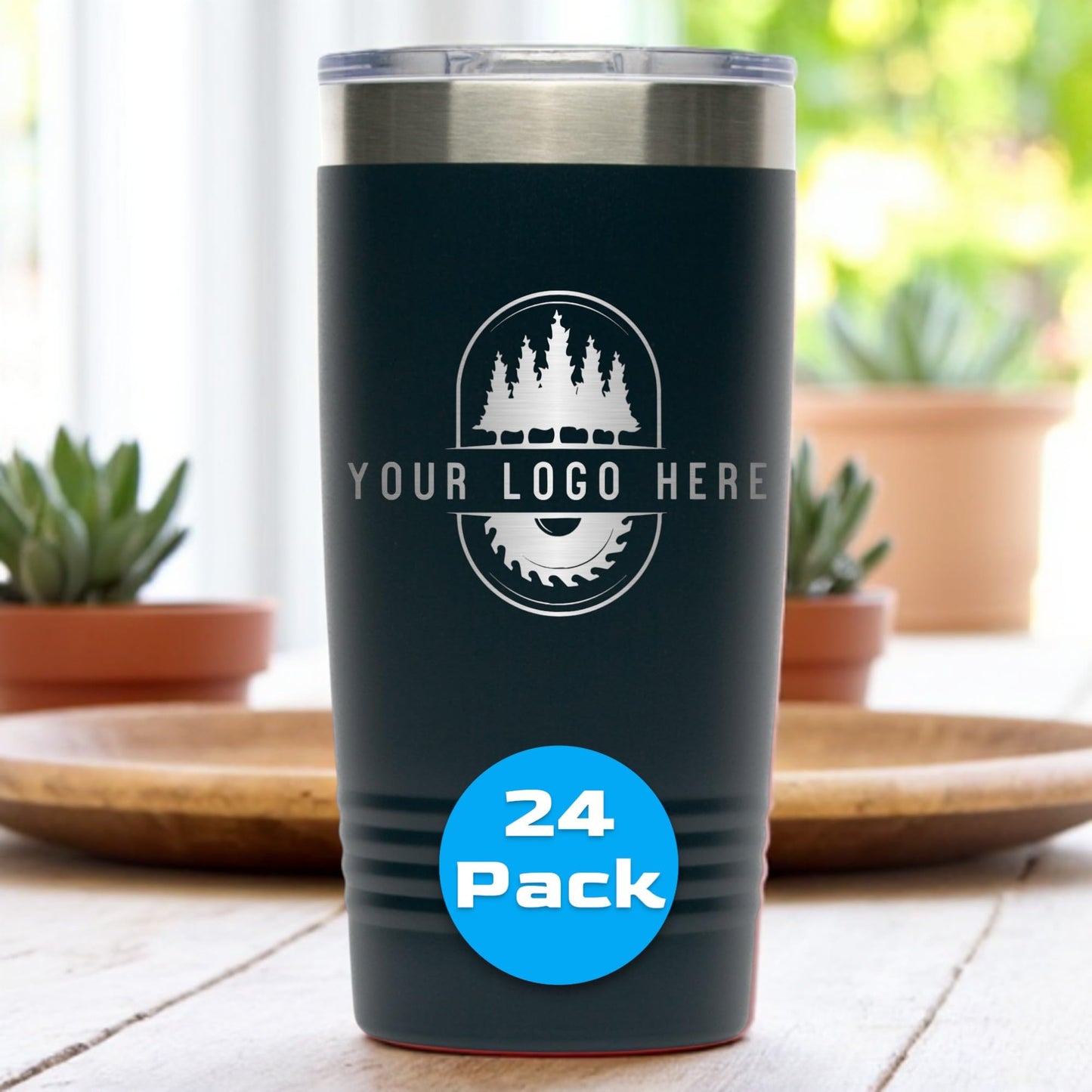 20oz Stainless Steel Tumbler - Upload Your Logo, Custom Engraved, Double Wall Vacuum Insulated Travel Mug, Ideal for Corporate Gifts, Events, and Sports Teams