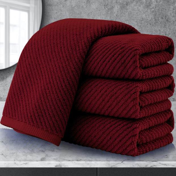 VOOVA & MOVAS Burgundy Towel Set - 100% Cotton | Lightweight | Soft | Quick Dry, 6 Piece Towel Set,2 Large Bath 30"x56", 2 Hand 18"x28", 2 Washcloths 13"x13", Towels Gift Set, Red Towels