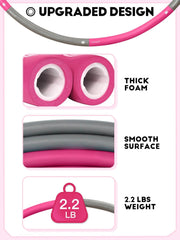 Weighted Exercise Hoop for Adults, 2.2lb Detachable Fitness Hoop, Adjustable Hoop with Jump Rope, Tape Measure and Carry Bag, Home Gym Workout