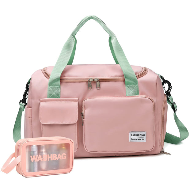 Small Gym Bag for Women, Travel Duffle Bag Carry On Weekender Bag with Shoe Compartment