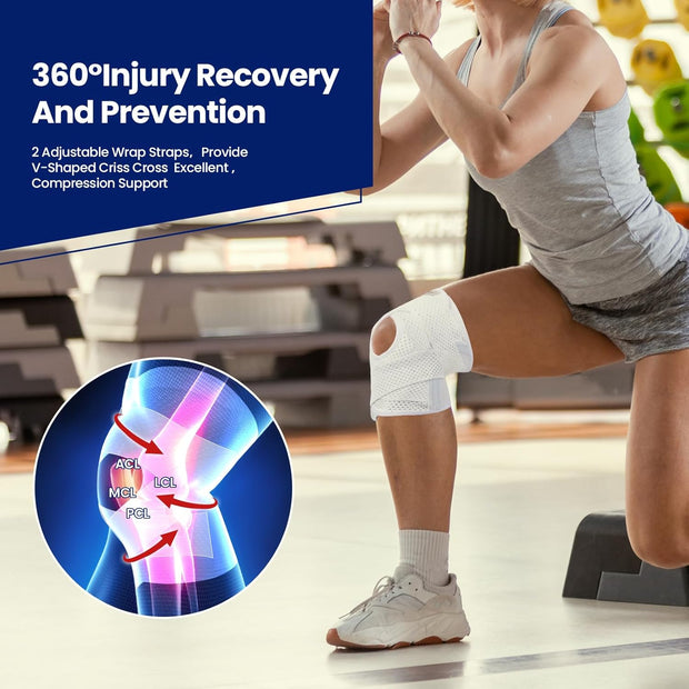 Knee Brace for Meniscus Tear, Knee Pain, Adjustable Breathable Knee Support with Side Stabilizers for Knee Pain Arthritis Recovery Joint Support, Women and Men