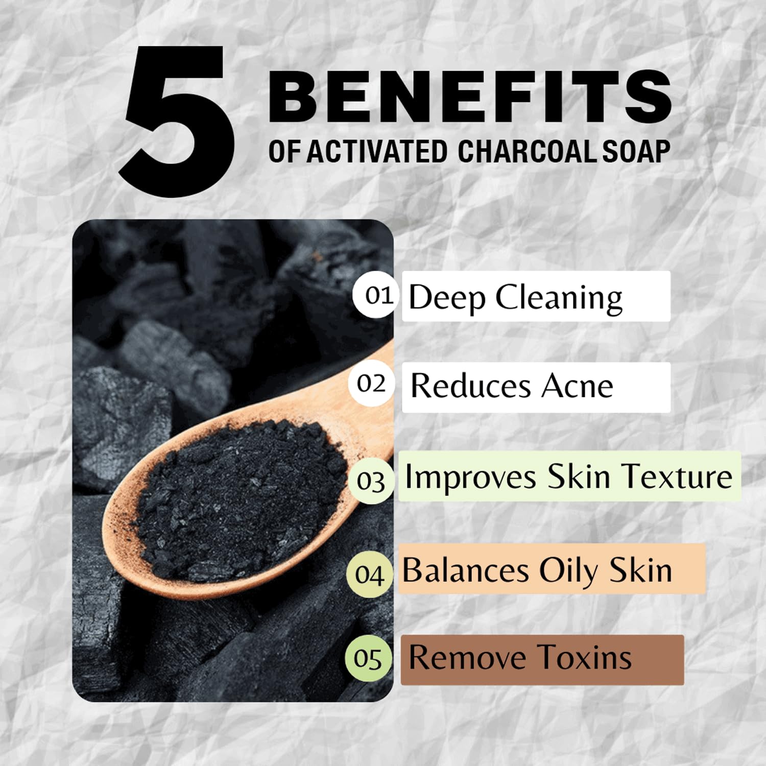 One With Nature Activated Charcoal Soap 4oz 6-Pack Gift Box – Detoxifying and Exfoliating Charcoal Soap Bar with Dead Sea Salt for Face & Body, for Men & Women