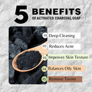One With Nature Activated Charcoal Soap 4oz 6-Pack Gift Box – Detoxifying and Exfoliating Charcoal Soap Bar with Dead Sea Salt for Face & Body, for Men & Women