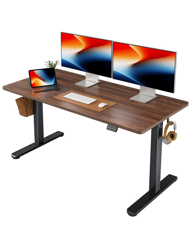 FEZIBO 44 x 24 Inches Standing Desk, Height Adjustable Electric Standing Desk, Stand up Table, Sit Stand Home Office Desk with Splice Board, Light Rustic Brown