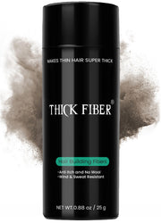 THICK FIBER Hair Fibers for Thinning Hair & Bald spots (BLACK) - 25g Bottle - Conceals Hair Loss in Seconds - Hair Powder for Women & Men