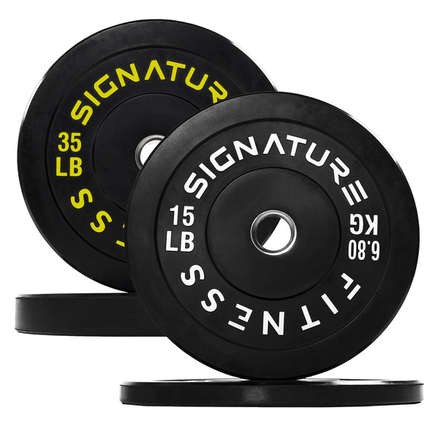 Olympic Barbell 2-Inch Rubber Bumper Plate Weight Set for Strength Training, Multiple Options