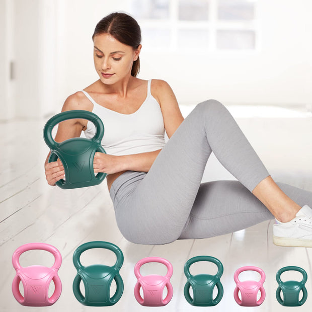 RUNWE 3 Handle Kettlebells Weight - Weight for Women Options 5, 10, 15 and 20 LB for Russian Twists AB Exercise, Weightlifting and Core Fitness Exercise Home Gym [Single in Sold]