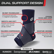 Sleeve Stars Ankle Brace for Women & Men, Ankle Wrap for Sprain, Compression Sleeve for Plantar Fasciitis Relief, Easy Customizable Support: w/ Removable Strap (Single/M:10"-12"/Black)