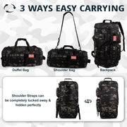 Tactical Gym Bag for Men，50L Large 3 in 1 Sports Duffle Bag with Shoes Compartment for Travel,Water Resistant Travel Backpack Weekender Overnight Bag with Wet Pocket for Women