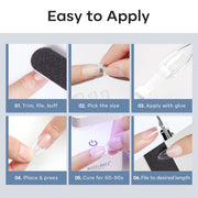 Modelones Medium Almond Nail Tips 510Pcs Clear False Acrylic Almond Press on Nails Pre-shape Full Cover Fake Extension DIY at Home 15 Sizes