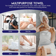 Linteum Textile Supply Premium Hair Drying Towels 100% Ring Spun Cotton Hair Towel for Women, Men, Kids 20x40 inches Quick Dry Salon Towels Hand Towel for Gym, Hair Care, Spa, Home [Pack of 6] White