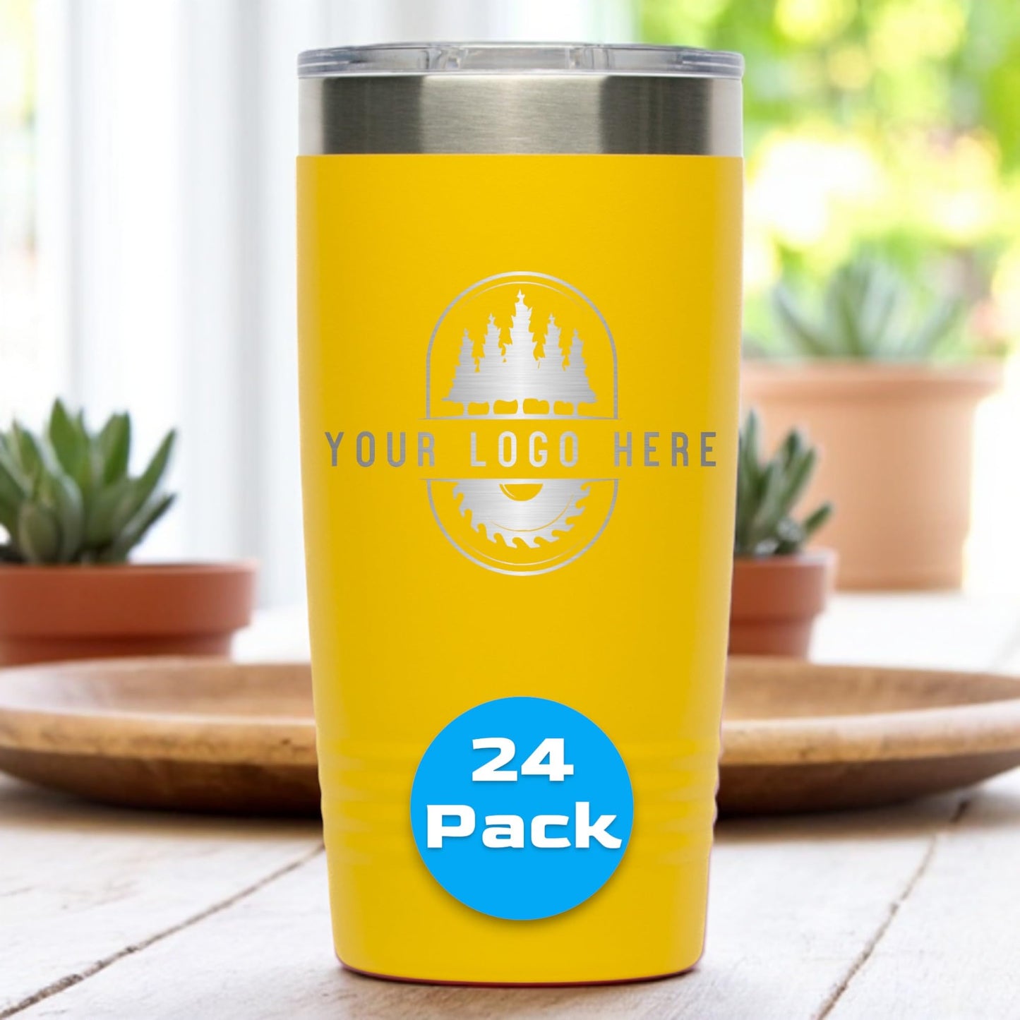 20oz Stainless Steel Tumbler - Upload Your Logo, Custom Engraved, Double Wall Vacuum Insulated Travel Mug, Ideal for Corporate Gifts, Events, and Sports Teams