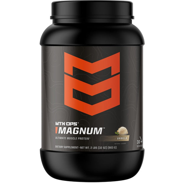 MTN OPS Magnum Chocolate Protein Powder, 23g of Whey Isolate Protein & Milk Protein with BCAAs, Zero Sugar & Gluten Free 30-Serving Tub