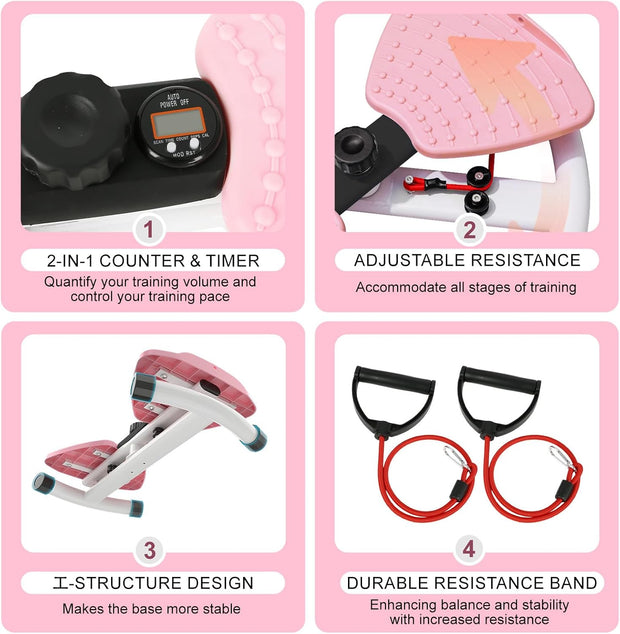 Waist Twisting Machine, Ab Twister Board for Exercise, Noiseless Exercise Waist Twister for Home Gym Equipment, 330 lbs Capacity | Track Time, Reps, Calories with Digital Display