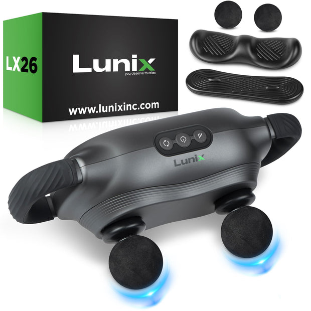 Lunix LX26 2-Head Professional Deep Tissue Massage Gun, Chiropractic Massager, Body Sport Vibrating Back Massager Machine for Pain Relief