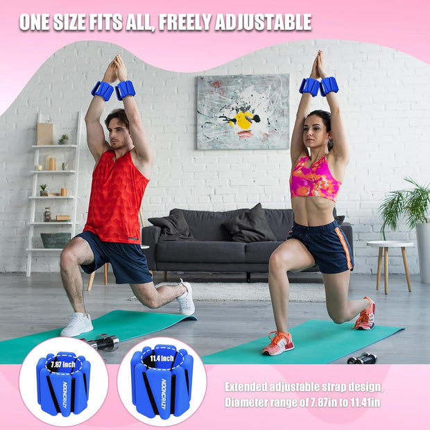 Wrist Ankle Weights Bangles 4lb/2lb for Women, Adjustable Silicone Pilates Weights Bracelet, Heavy Duty Fasteners Wearable Arm & Leg Weights for Yoga, Pilates, Barre, Walking and Gym (Set of 2)