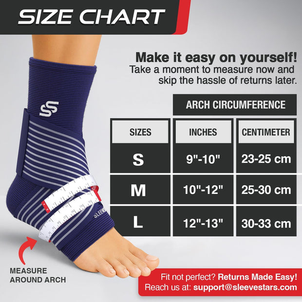 Sleeve Stars Ankle Brace for Women & Men, Ankle Wrap for Sprain, Compression Sleeve for Plantar Fasciitis Relief, Easy Customizable Support: w/ Removable Strap (Single/M:10"-12"/Black)