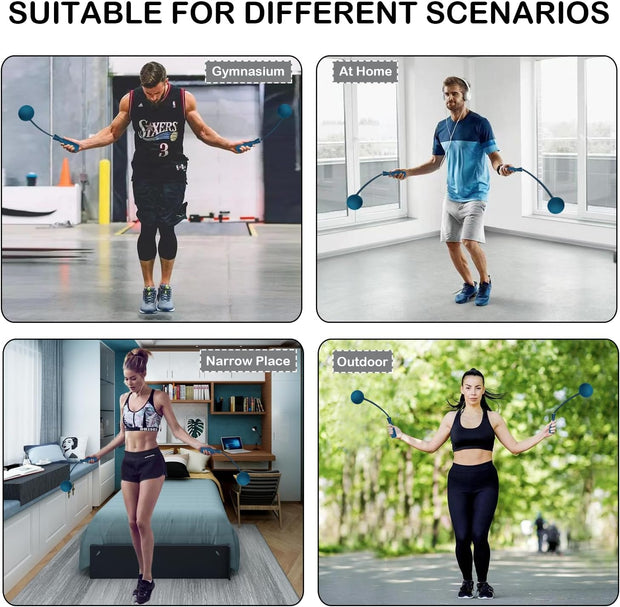 Jump Rope Ropeless Skipping Rope for Fitness Training Exercise, Adjustable Weighted Cordless Jump Rope for Men Women Kids