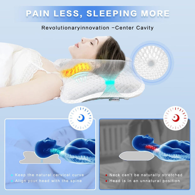 Pain Relief Cervical Pillow for Neck Support,Adjustable Ergonomic Pillow Cozy Sleeping,Odorless Orthopedic Memory Foam Pillows,Contour Bed Pillow for Side Back Stomach Sleeper