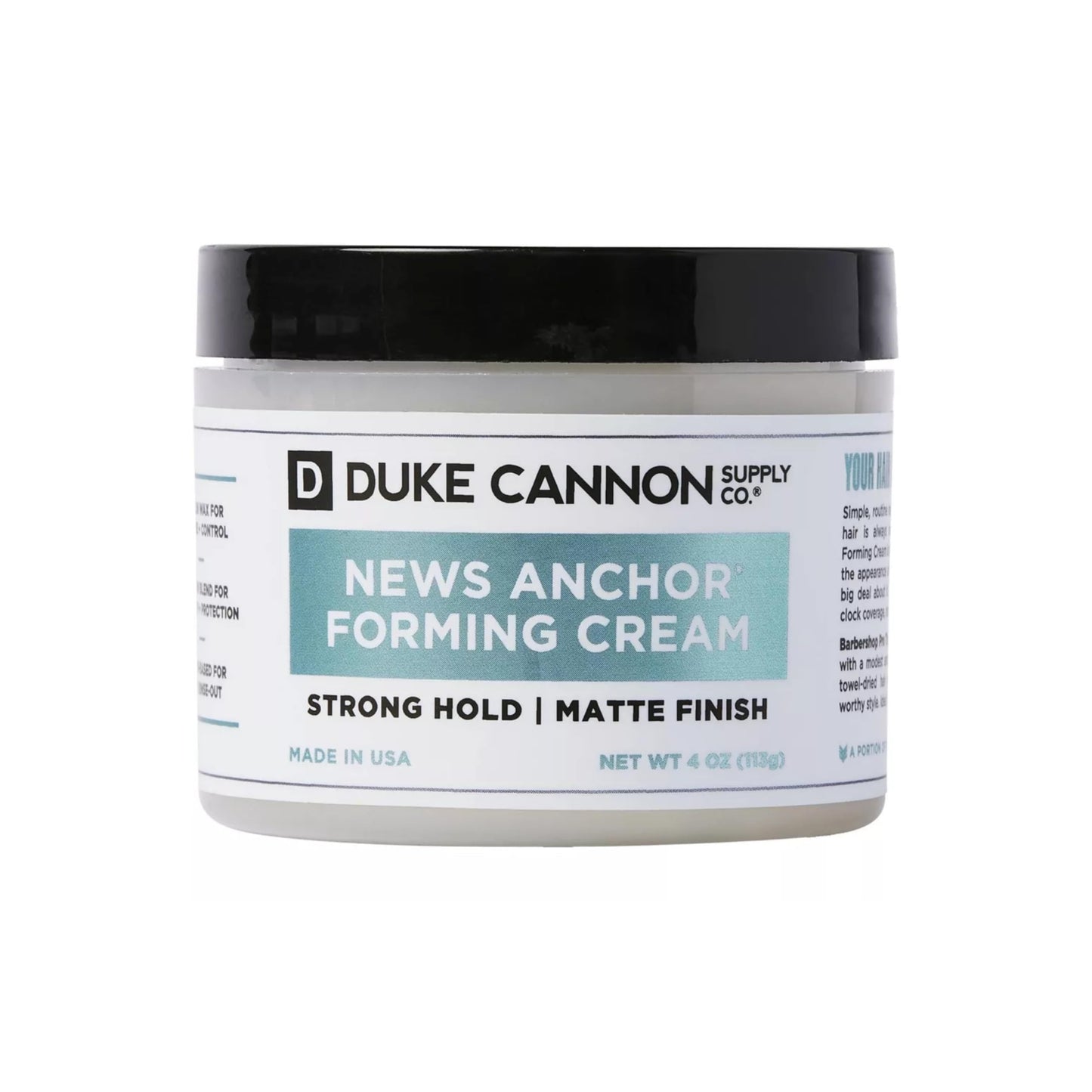 Duke Cannon Supply Co. News Anchor® Forming Cream - Medium to Strong Hold, Matte Finish, 4 oz. (Pack of 2)