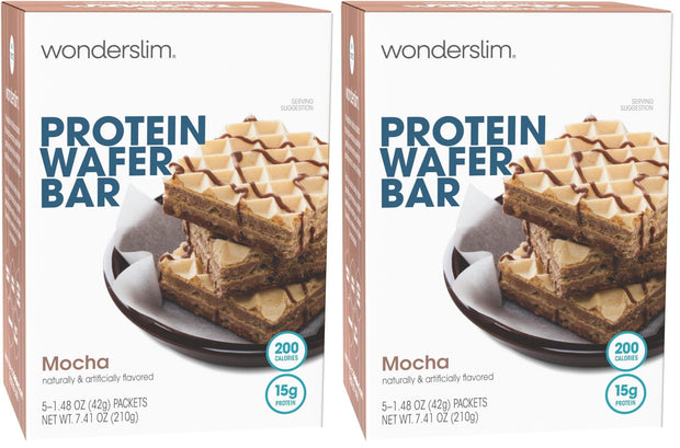 WonderSlim Protein Wafer Snack Bar, Variety Pack, 15g Protein, 5 Flavors, 0mg Cholesterol (5ct)