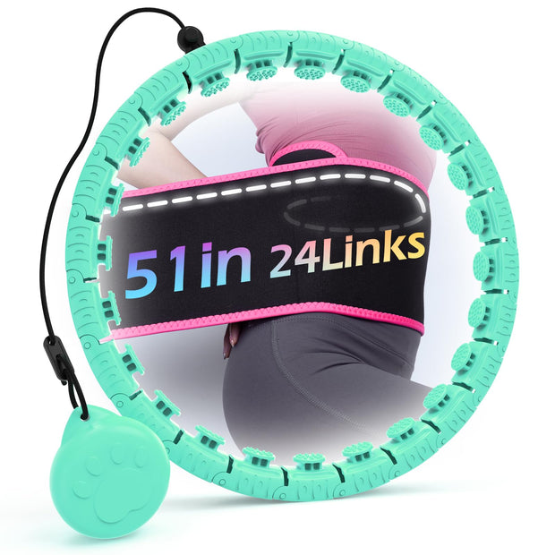Weighted Hula Circle for Adults Weight Loss, Infinity Fitness Hoop Plus Size 51 Inch with Sweat Belt, Include 27 Detachable Links and Waist Trainer for Women