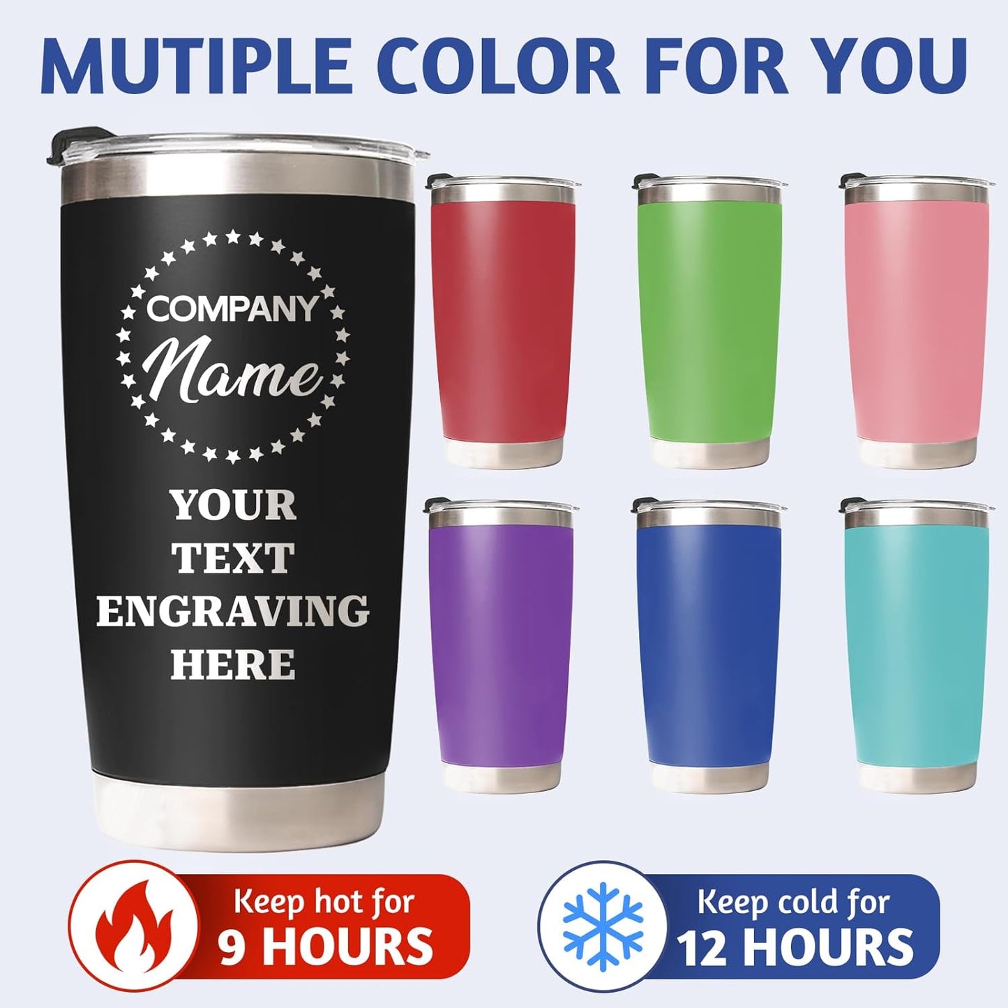 Personalized Tumblers with Names - Made in USA, Personalized Birthday Gifts for Women Men, 20 Oz Custom Stainless Steel Coffee Tumbler for Office Gifts, Customized Travel Cup Mug Wholesale