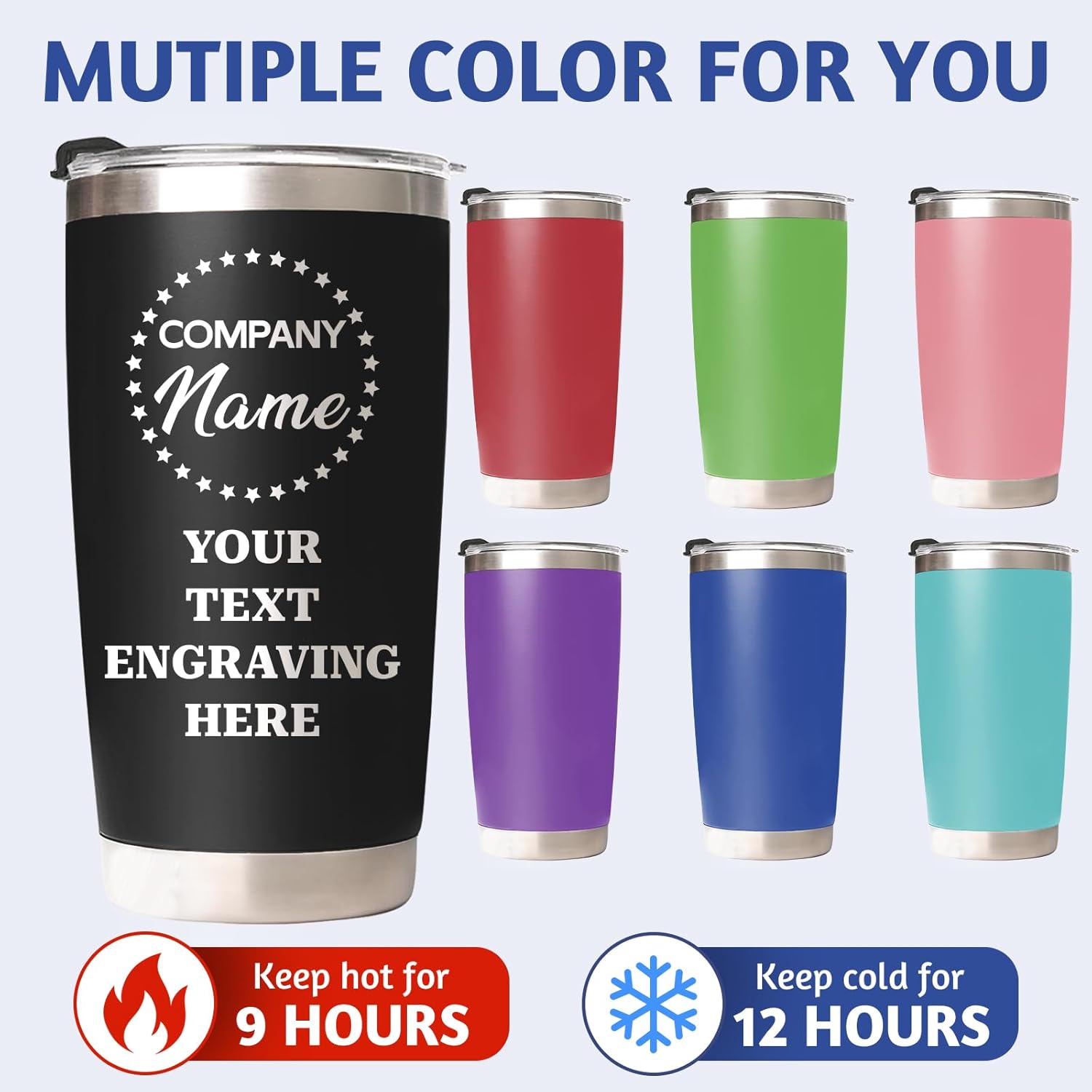 Personalized Tumblers with Names - Made in USA, Personalized Birthday Gifts for Women Men, 20 Oz Custom Stainless Steel Coffee Tumbler for Office Gifts, Customized Travel Cup Mug Wholesale