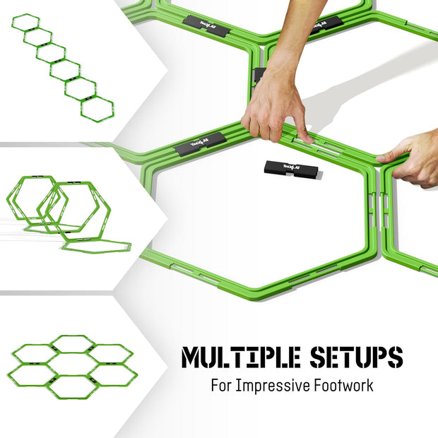 Yes4All Hex Agility Rings/Speed Rings with Carrying Bag – Hexagon Rings, Agility Hurdles for Agility Footwork Training