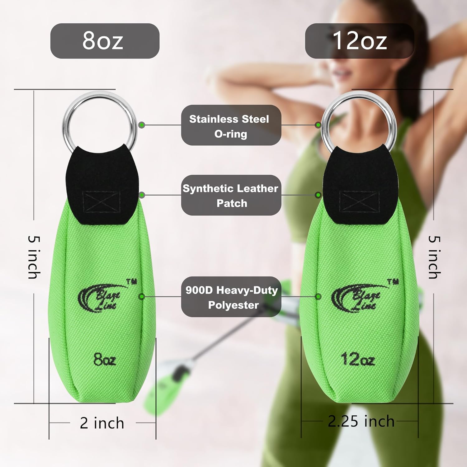 Blaze Line Hoola Fitness Hoop Adjustable Weight Bag 8oz and 12oz Pouch 2-Pack for Weight Loss, Fitness, Exercise and Workout