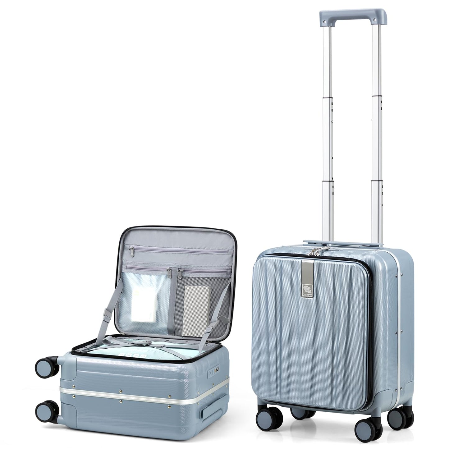 Hanke 20 Inch Carry On Luggage with Wheels PC Hard Shell Suitcase Top Opening Aluminum Frame Travel Luggage Suitcases for Woman Men Gifts.(Ivory White)