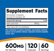 Nutricost Alpha Lipoic Acid 600mg Per Serving, 240 Capsules - Gluten Free, Vegetarian Capsules, Soy Free & Non-GMO
