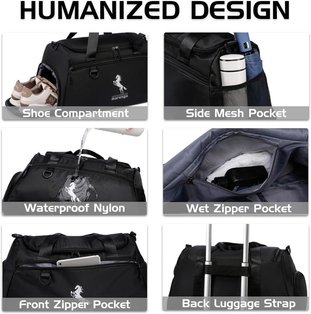 Marengo Gym Bag for Men & Women with Shoe & Wet Compartment - Duffle Bag for Travel, Sports, Fitness & Workout, gifts for men&women