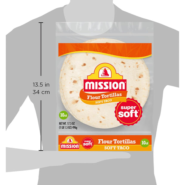 Mission Soft Taco Flour Tortillas, Medium Size, 10 Count, Trans Fat Free